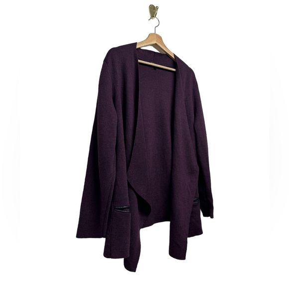EILEEN FISHER 100% Merino Wool Sweater Cardigan Purple 1X - Picture 4 of 11
